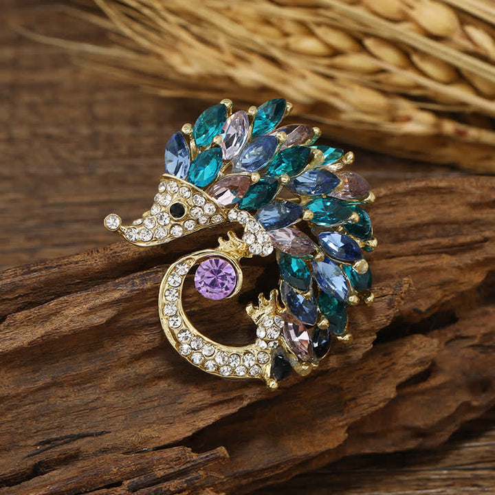 Multicolor Rhinestone Hedgehog Brooch