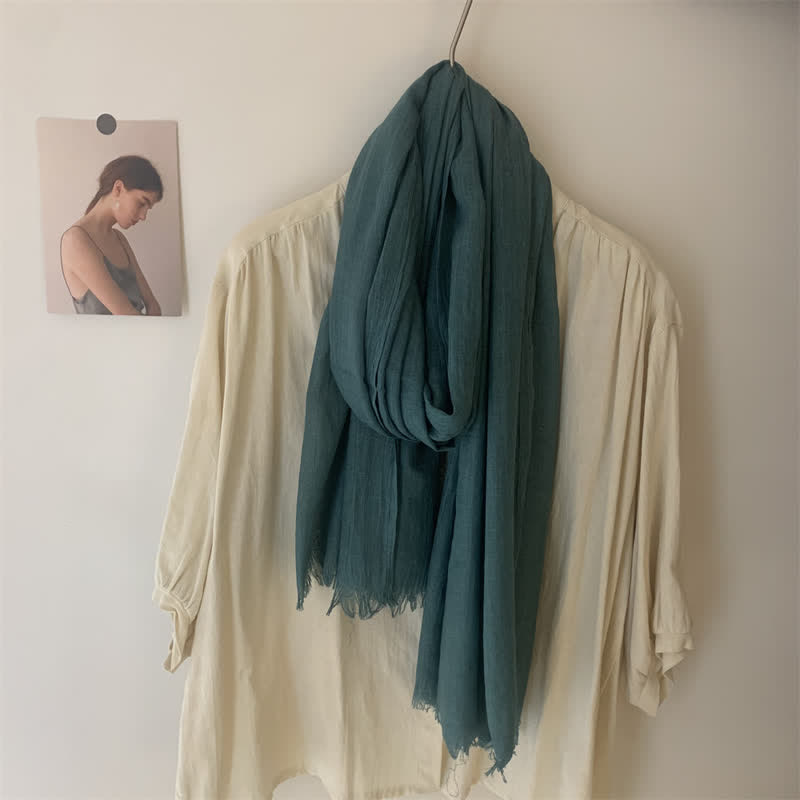 Summer Voile Solid Color Cotton Linen Thin Scarf - image 19
