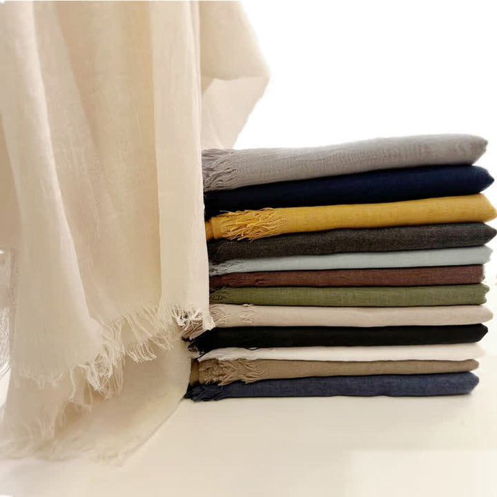 Summer Voile Solid Color Cotton Linen Thin Scarf