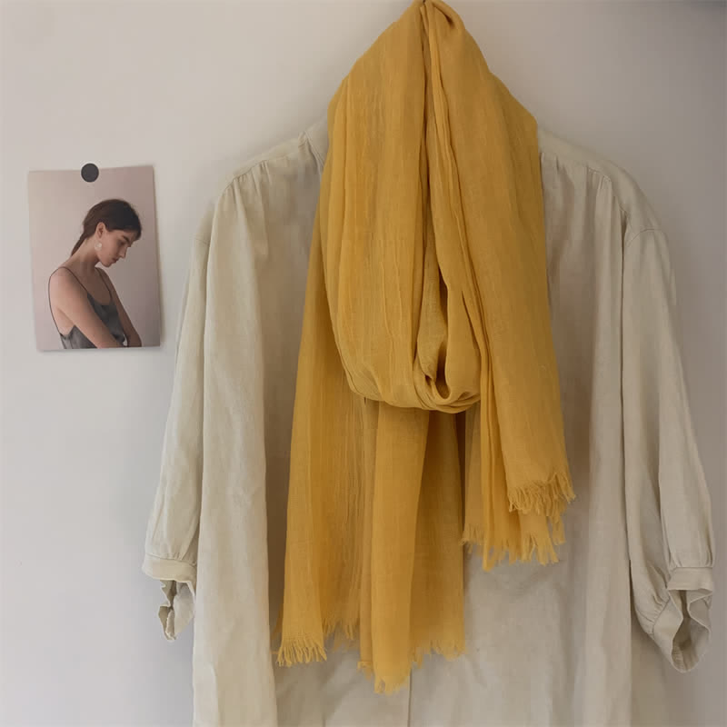 Summer Voile Solid Color Cotton Linen Thin Scarf