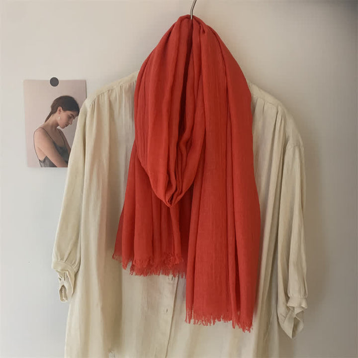 Summer Voile Solid Color Cotton Linen Thin Scarf - image 34