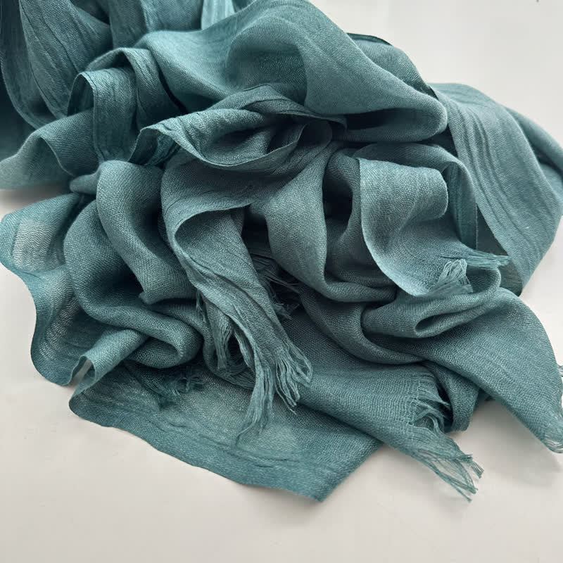 Summer Voile Solid Color Cotton Linen Thin Scarf - #15 CadetBlue - image 17