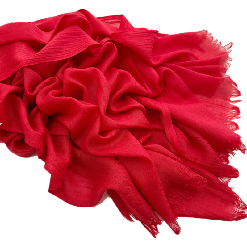 Summer Voile Solid Color Cotton Linen Thin Scarf - #35 Red - image 44
