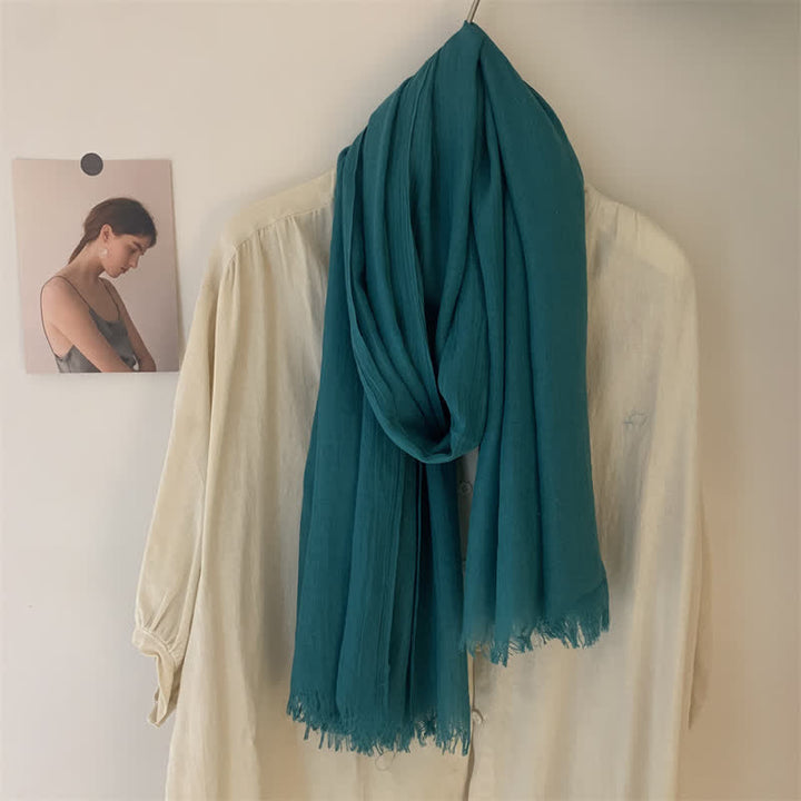 Summer Voile Solid Color Cotton Linen Thin Scarf