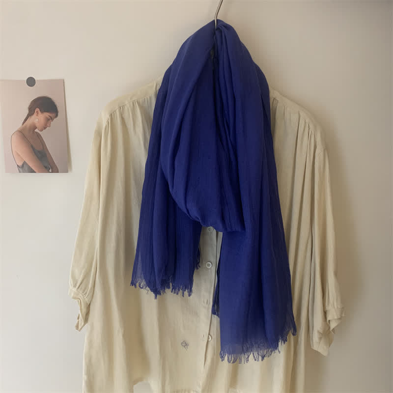 Summer Voile Solid Color Cotton Linen Thin Scarf - image 16