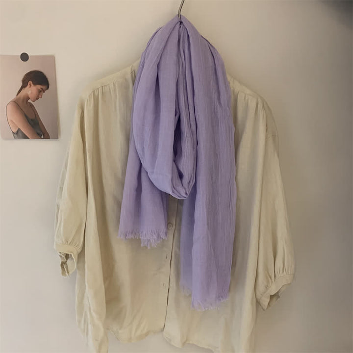 Summer Voile Solid Color Cotton Linen Thin Scarf - image 26