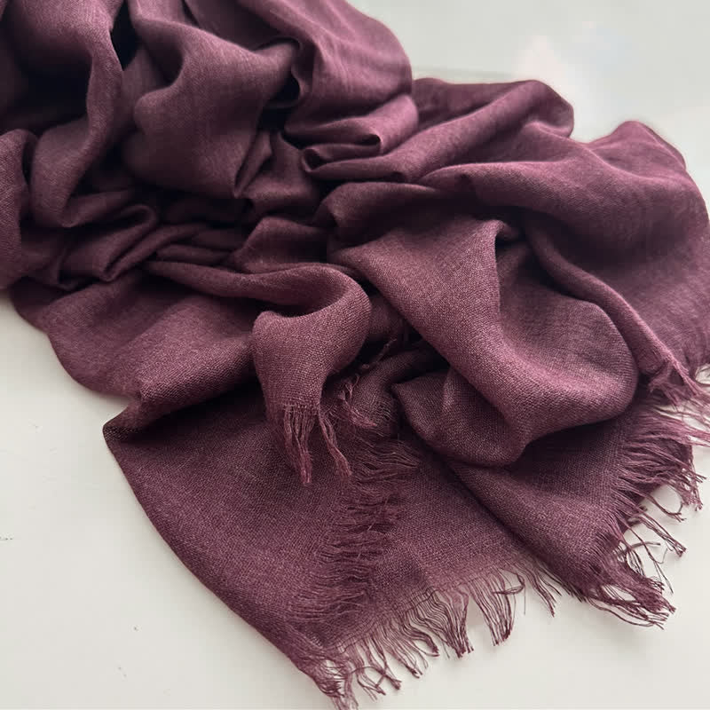 Summer Voile Solid Color Cotton Linen Thin Scarf - #21 Dark Purple - image 24