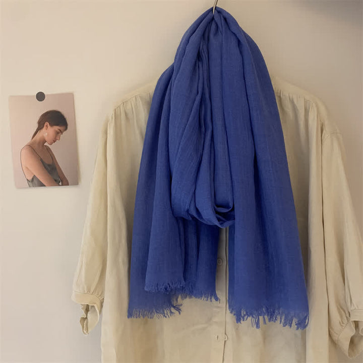 Summer Voile Solid Color Cotton Linen Thin Scarf - image 30