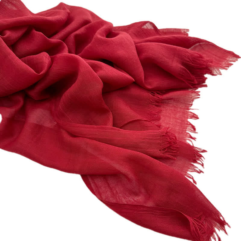 Summer Voile Solid Color Cotton Linen Thin Scarf - #36 Burgundy - image 45