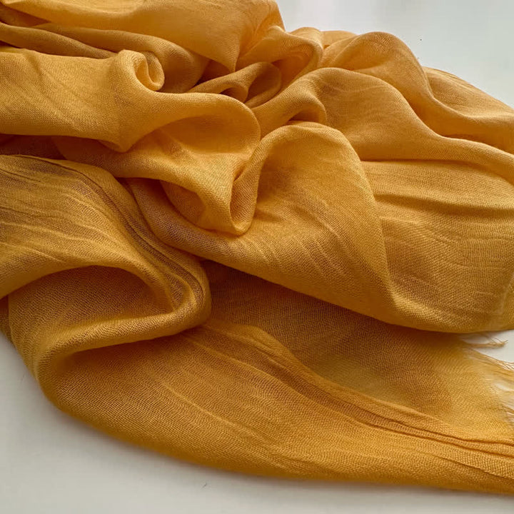 Summer Voile Solid Color Cotton Linen Thin Scarf - #26 Yellow - image 31