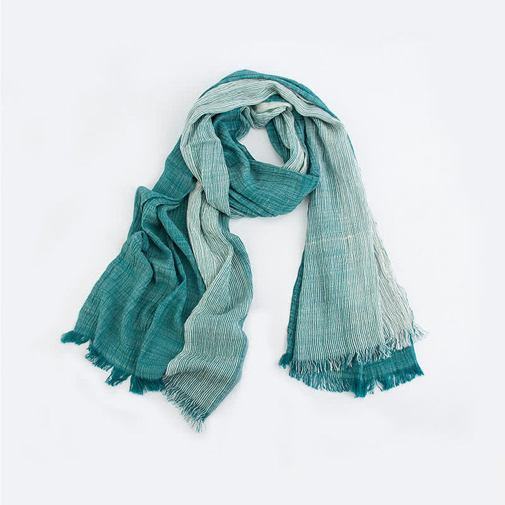 Striped Double Tone Wrinkled Cotton Thin Scarf