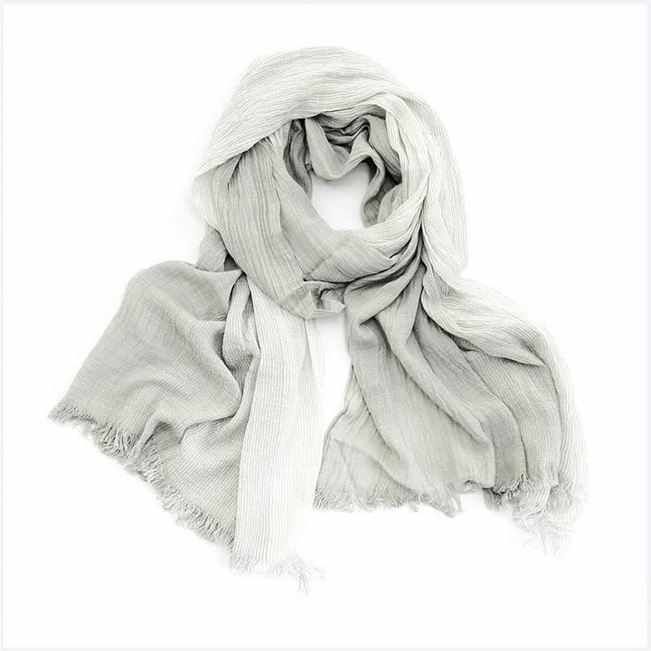 Striped Double Tone Wrinkled Cotton Thin Scarf