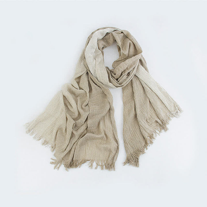 Striped Double Tone Wrinkled Cotton Thin Scarf