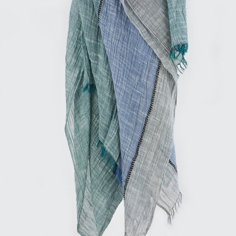 Three-Tone Color Matching Wrinkles Summer Thin Scarf