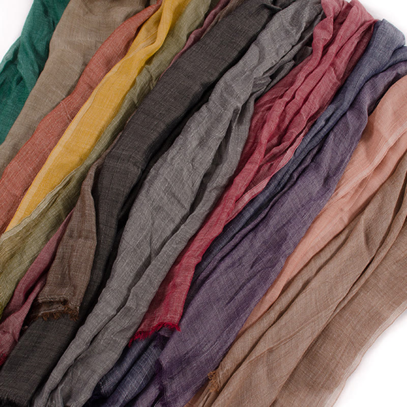 Solid Color Vintage Pleated Light Summer Thin Scarf - image 2