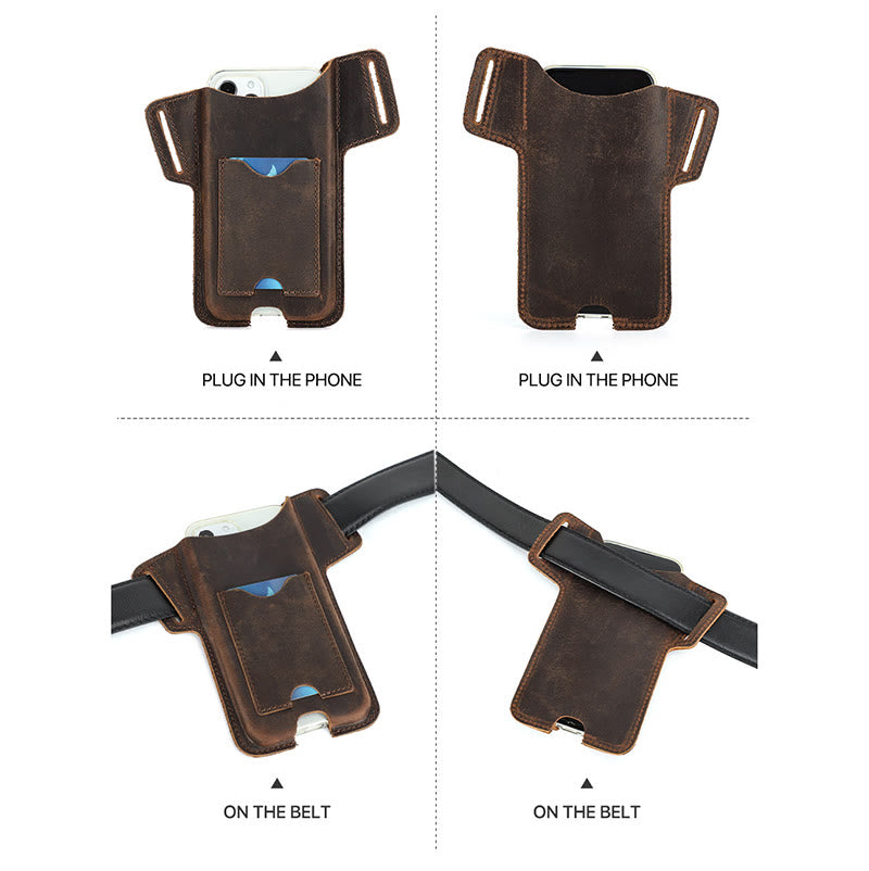 Versatile Mobile Phone Holster Leather Hanging Waist Belt Bag