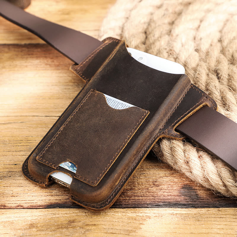 Versatile Mobile Phone Holster Leather Hanging Waist Belt Bag