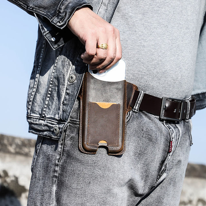 Versatile Mobile Phone Holster Leather Hanging Waist Belt Bag