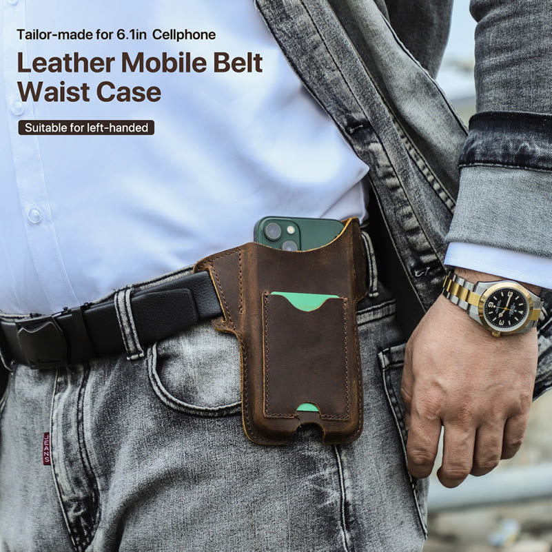 Versatile Mobile Phone Holster Leather Hanging Waist Belt Bag