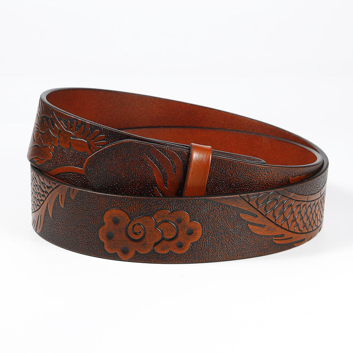 Men's DIY Dragon Embossed Cloud Leather Belt