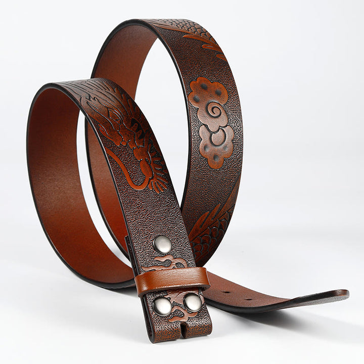 Men's DIY Dragon Embossed Cloud Leather Belt