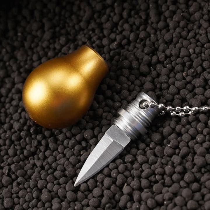 Golden Color Lamp Bulb Shape Hidden Knife Keychain - Gold - image 0