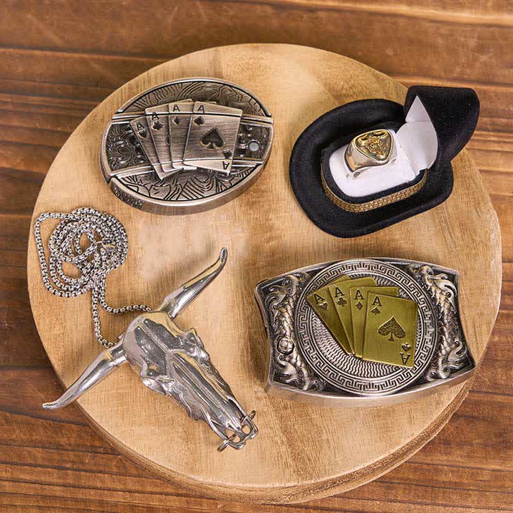 DIY Poker Hidden Knife Belt Buckle Bull Ring Longhorn Pendant Bundle Set - image 1