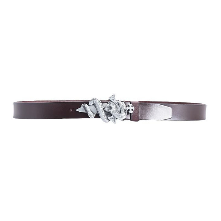 Men's Western Snake Knight's Sword Leather Belt - image 6