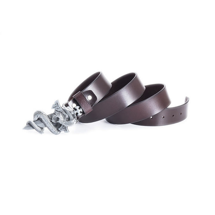 Men's Western Snake Knight's Sword Leather Belt - image 5
