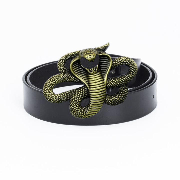 Men's Vintage Western 3D Cobra Leather Belt