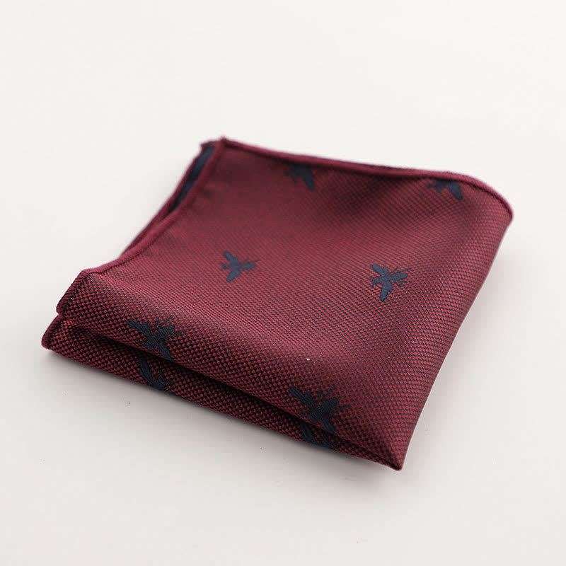 Men's Burgundy Series Striped Geometrical Pattern Pocket Square