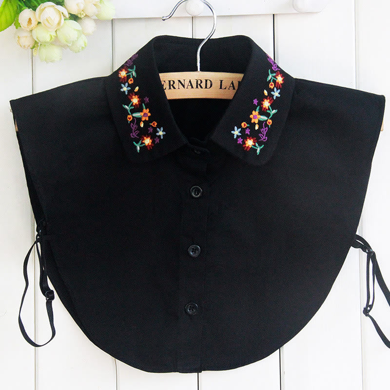 Detachable Lapel Shirt Embroidered Flower Fake Collar