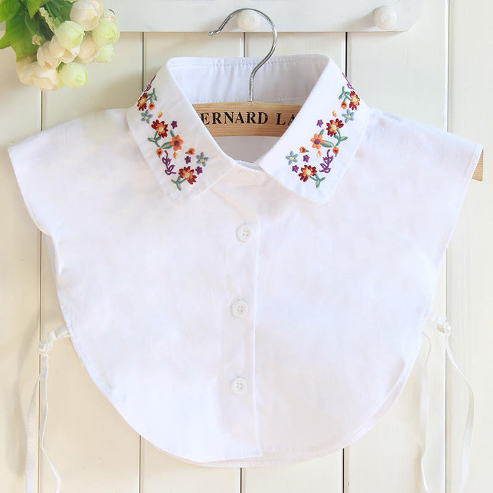 Detachable Lapel Shirt Embroidered Flower Fake Collar