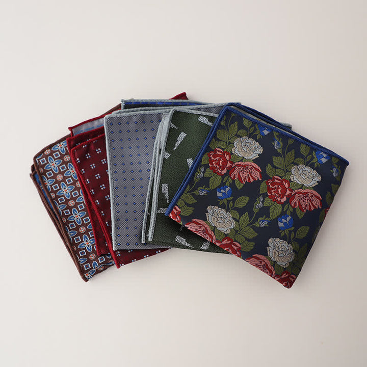 Men's Luxury Floral Motifs Jacquard Pocket Square