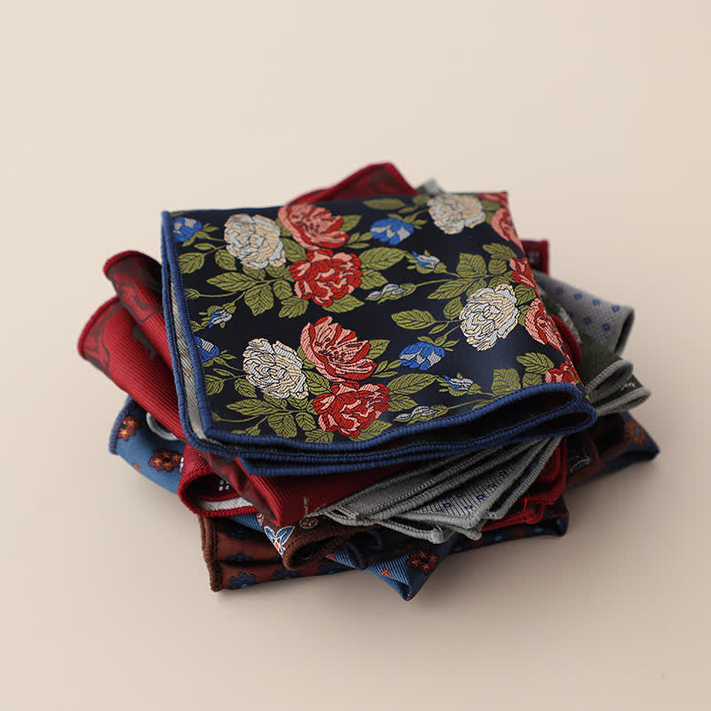 Men's Luxury Floral Motifs Jacquard Pocket Square