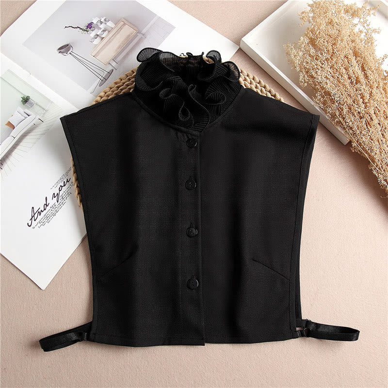 Detachable Lapel Shirt Ruffled Stand Fake Collar With Sleeve