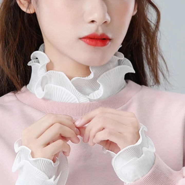 Detachable Lapel Shirt Ruffled Stand Fake Collar With Sleeve