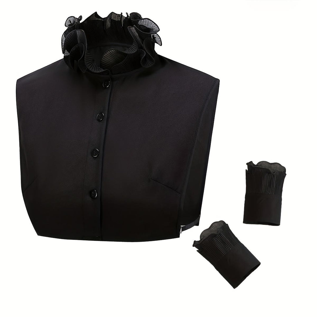 Detachable Lapel Shirt Ruffled Stand Fake Collar With Sleeve