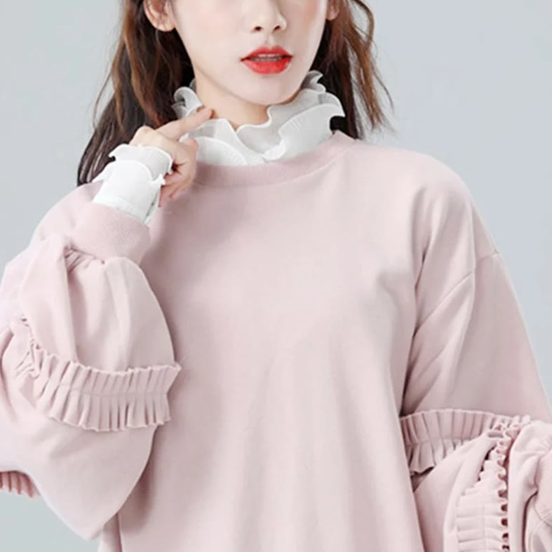 Detachable Lapel Shirt Ruffled Stand Fake Collar With Sleeve