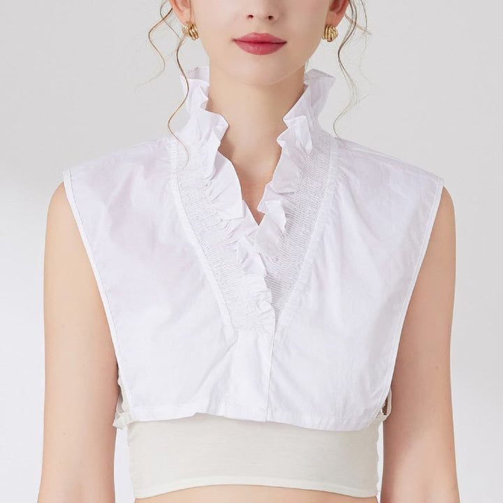 V Neck Detachable False Collar Shirt For Women