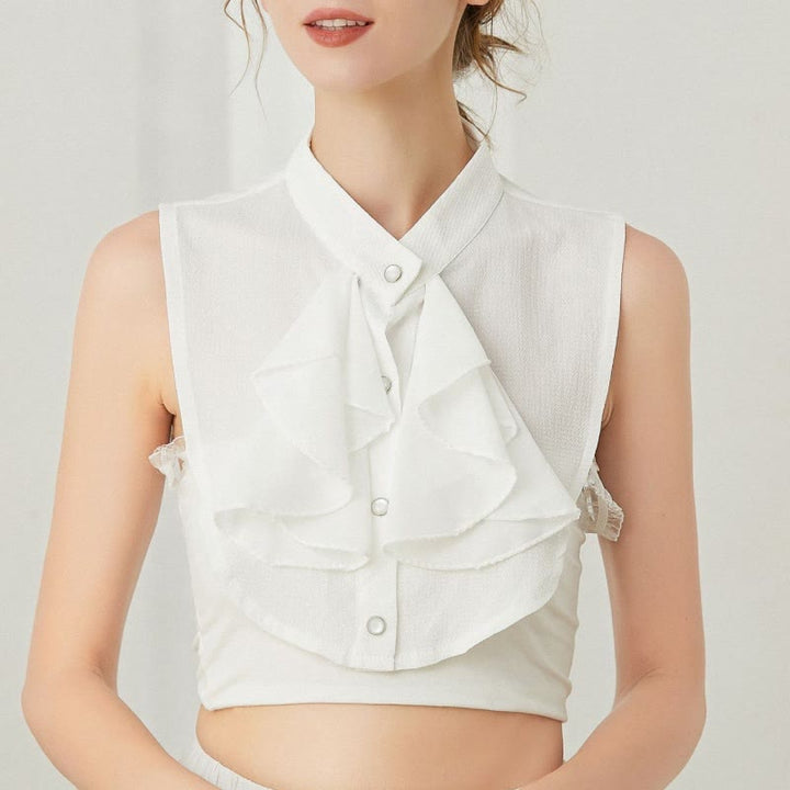 Ruffled Bowknot Fake Collar Detachable Half Shirt Accessory