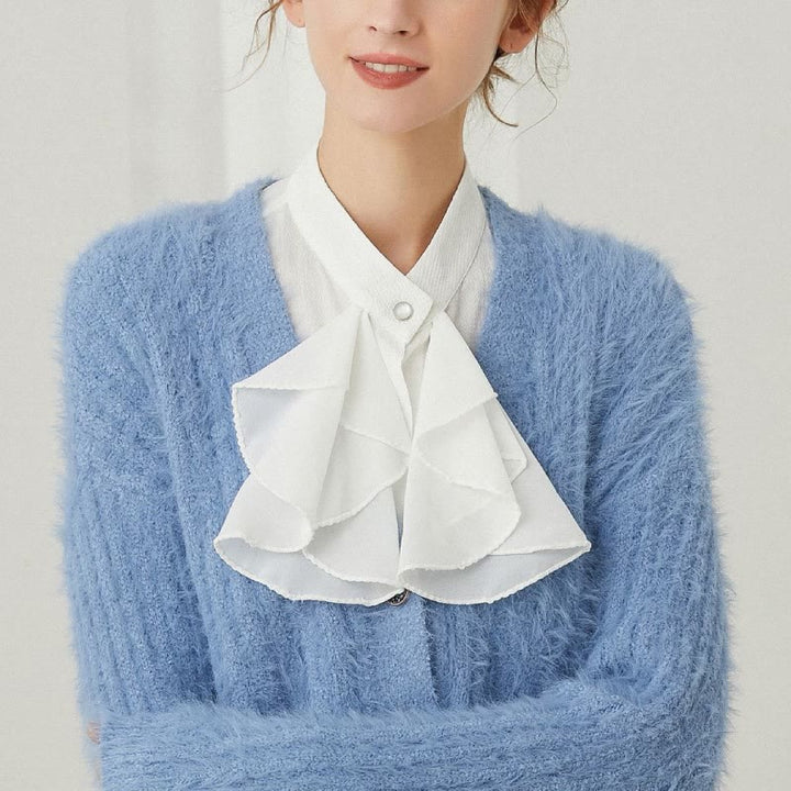 Ruffled Bowknot Fake Collar Detachable Half Shirt Accessory