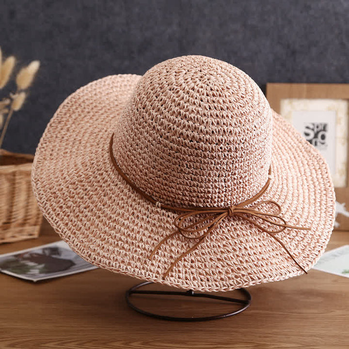 Women's Elegant Wide Brim Summer Foldable Straw Hat