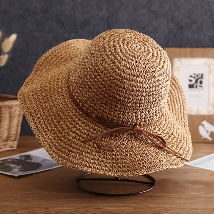 Women's Elegant Wide Brim Summer Foldable Straw Hat