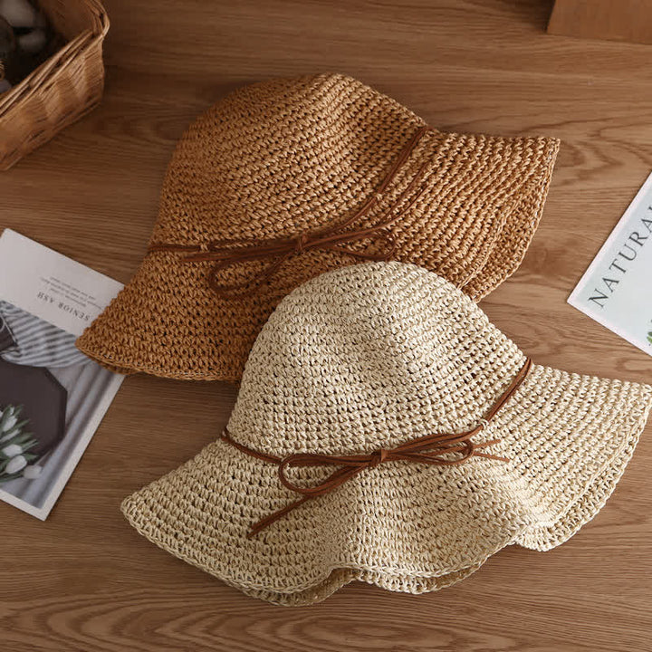 Women's Elegant Wide Brim Summer Foldable Straw Hat