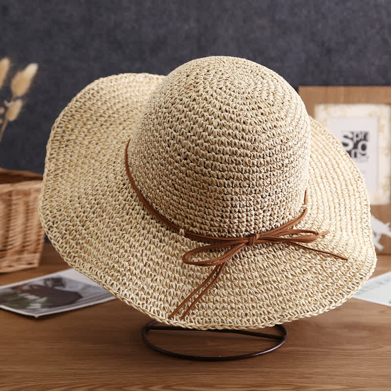 Women's Elegant Wide Brim Summer Foldable Straw Hat