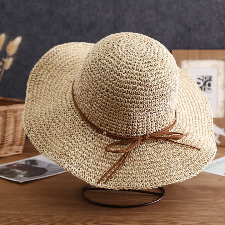 Women's Elegant Wide Brim Summer Foldable Straw Hat