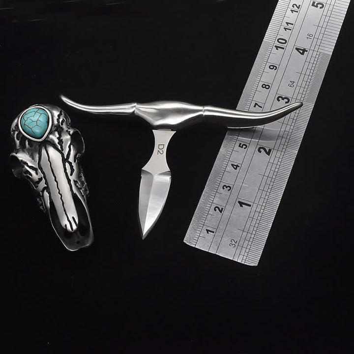 Longhorn Skull Turquoise Multi-function EDC Tool Pendant Belt Buckle - image 3