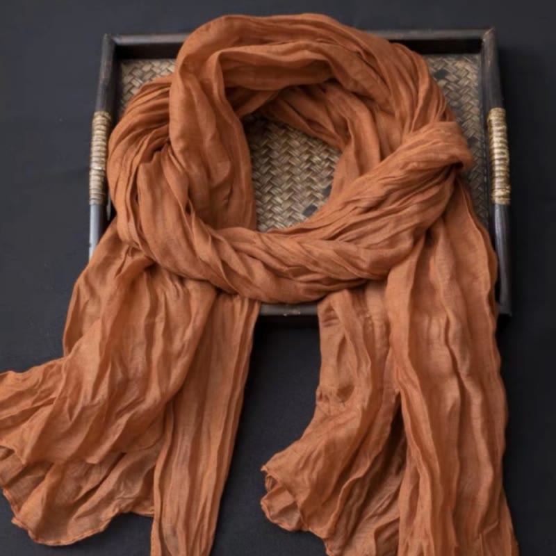 Spring Floral Contrast Color Cotton And Linen Thin Scarf - #18 Light Brown - image 17