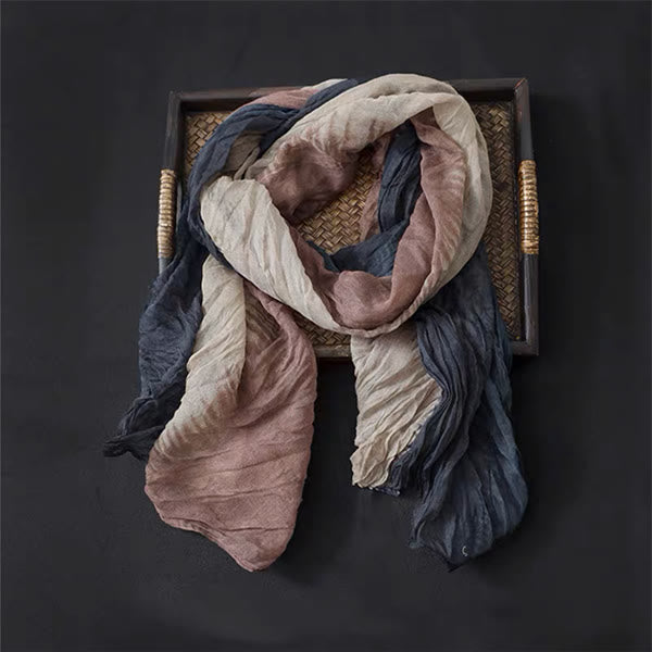 Spring Floral Contrast Color Cotton And Linen Thin Scarf - #4 Navy - image 3
